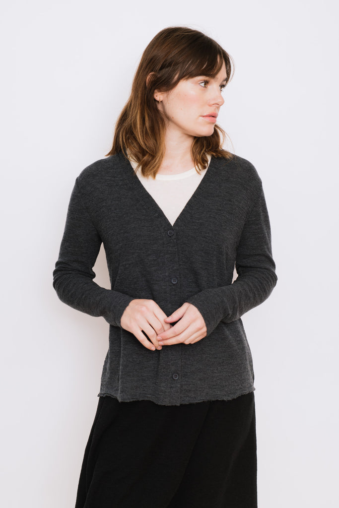 V-Neck Cardigan, Anthracite