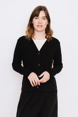 Wool V-Neck Cardigan, Black