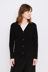 Wool V-Neck Cardigan, Black