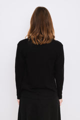 Wool V-Neck Cardigan, Black