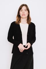 Wool V-Neck Cardigan, Black