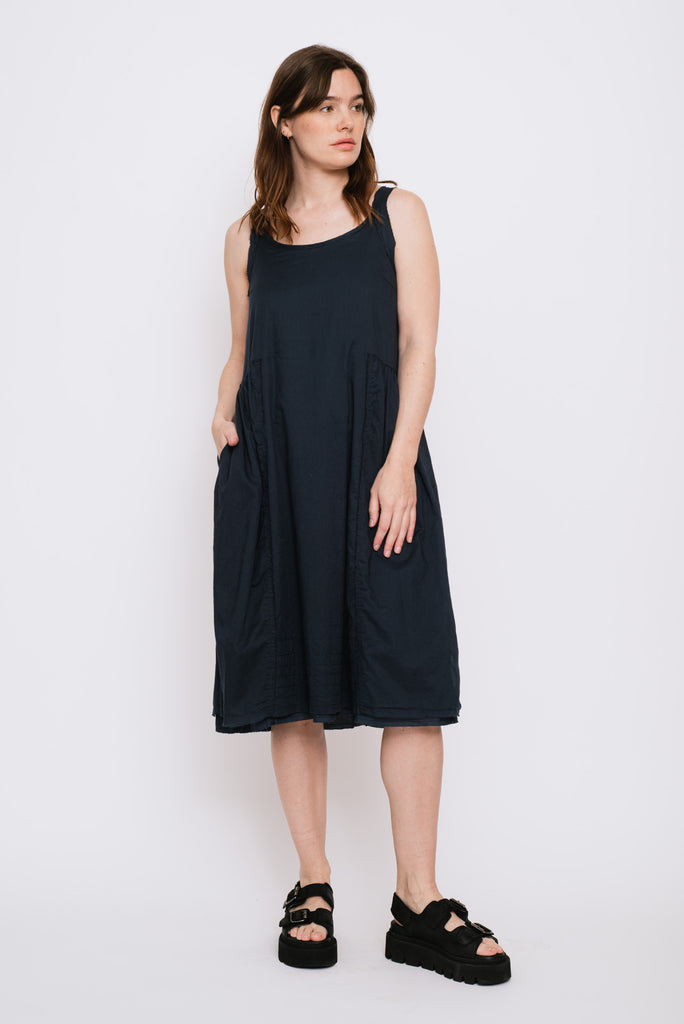 Sleeveless Cotton Dress, Midnight Blue
