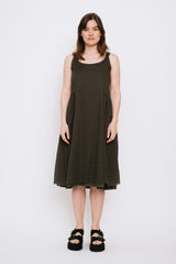 Sleeveless Cotton Dress, Brown
