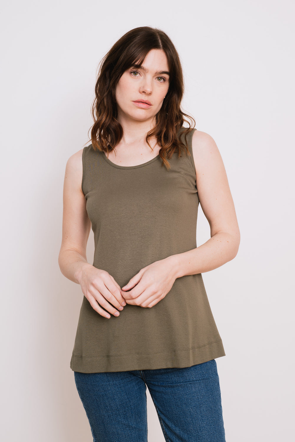 Cotton A-Line Tank, Capers