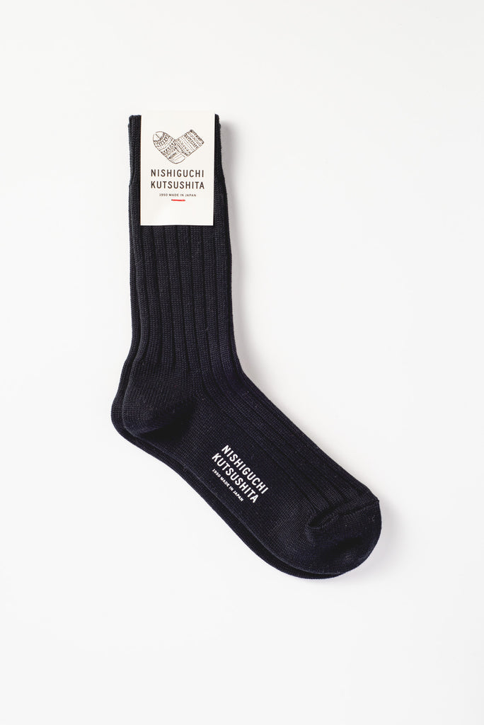 Egyptian Cotton Ribbed High Socks Black