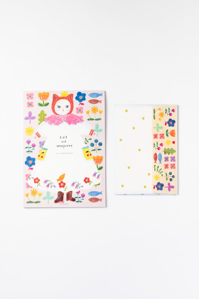Letter Paper and Envelope Set, Cat and One Piece