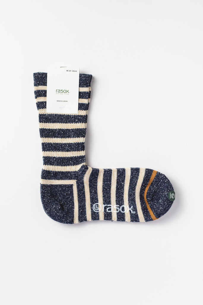 Striped Crew Socks, Blue with White