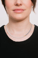 Oxidized Silver Necklace Gold and Silk, HRG