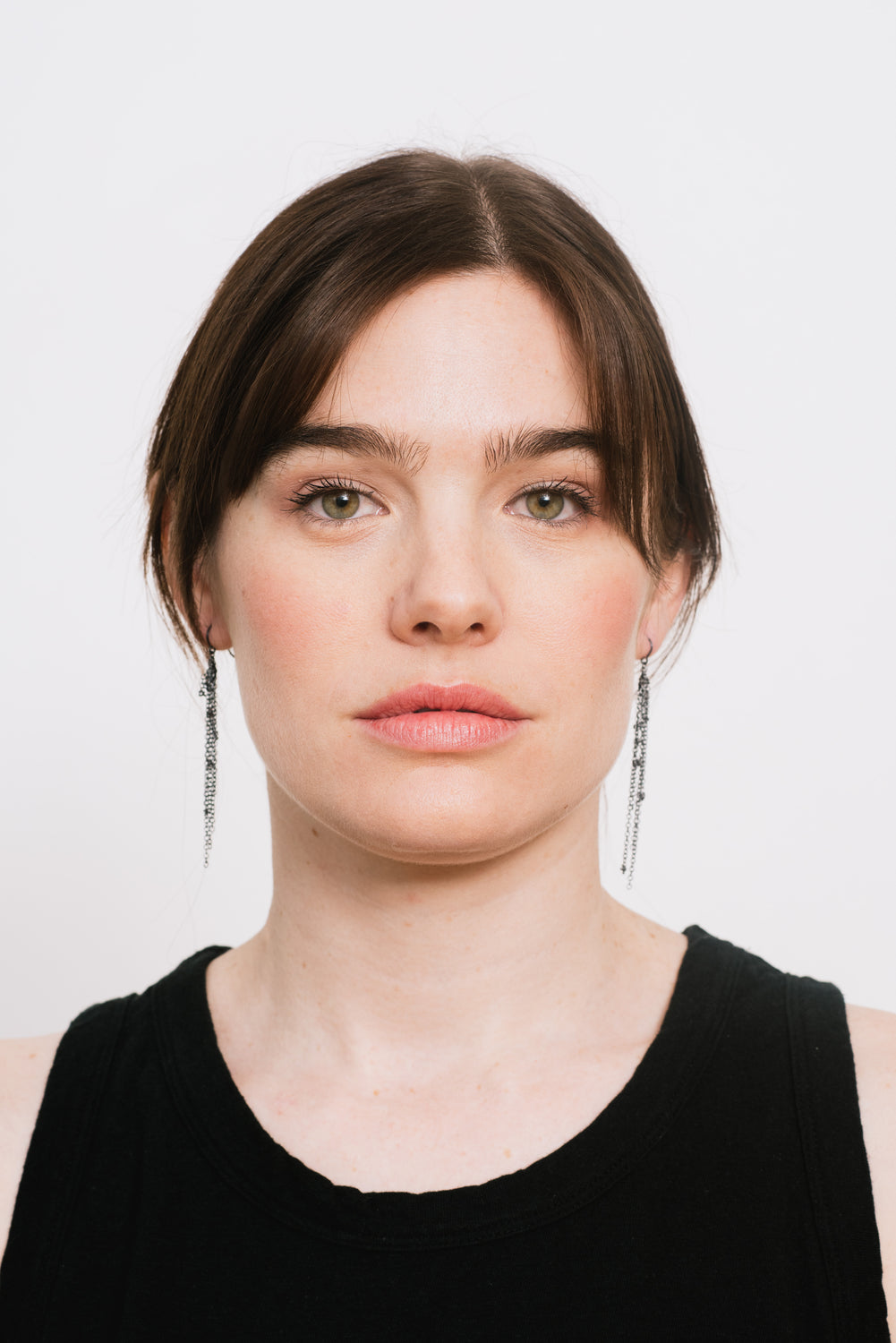 Oxidized Silver Earrings with Raw Diamonds