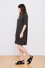 Short Sleeve Linen Dress Raven