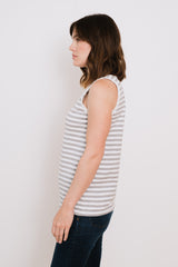Border Tank Top , White and Grey