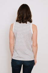 Border Tank Top , White and Grey