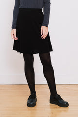 A-Line Short Wool Skirt , Black