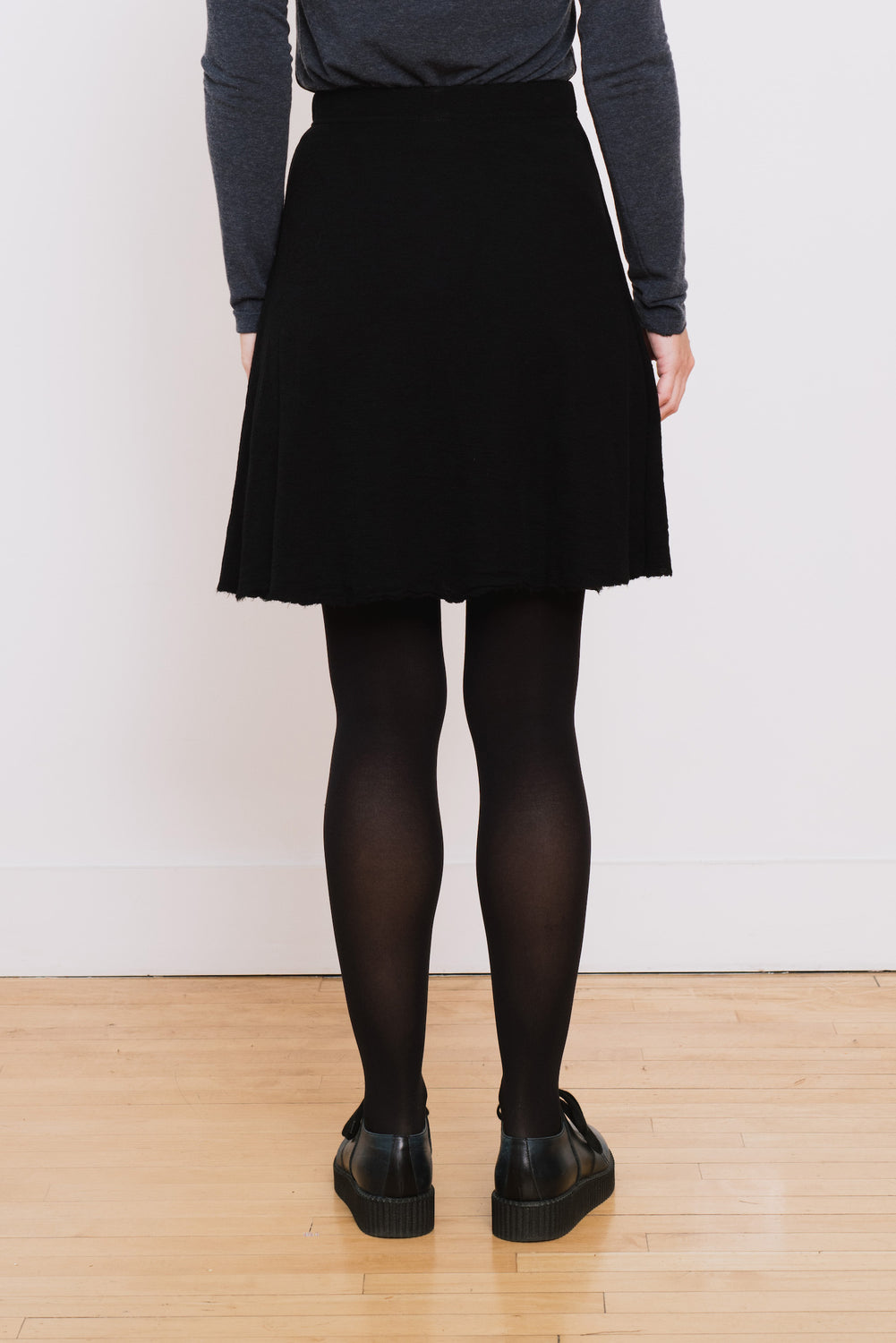 A-Line Short Wool Skirt , Black