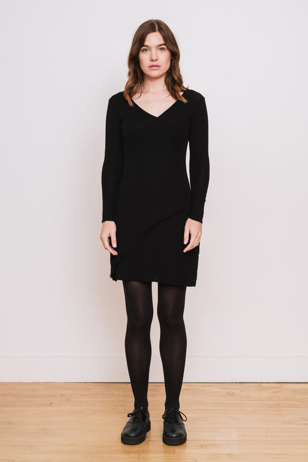 Wool Asymmetrical Wrap Dress, Black – Moth