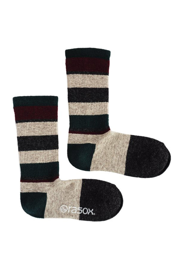 Striped Wool Blend Socks, Forest Green