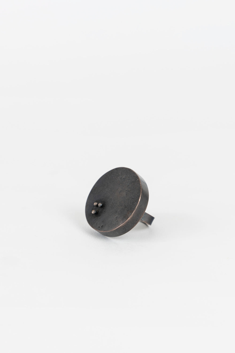 Oxidized Silver Round Pinned Ring