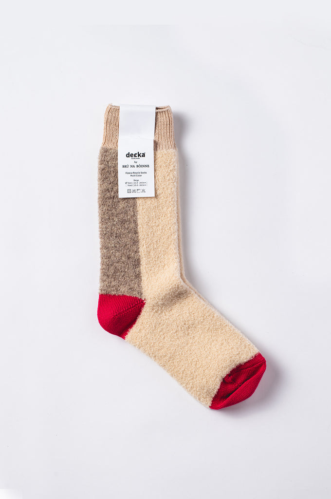 Alpaca Boucle Multi Color Socks, Beige